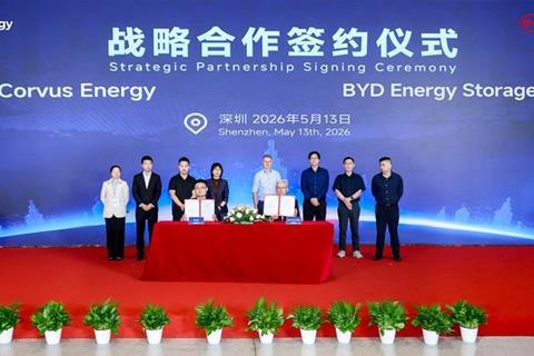 A picture of the Corvus and BYD Energy Storage signing ceremony