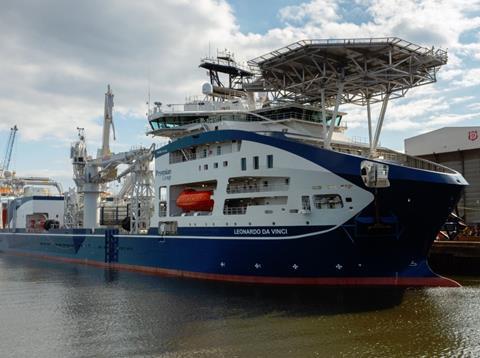 ‘Leonardo da Vinci’, set a new record as the largest offshore wind vessel ever to pass under Middlesbrough’s famous Transporter Bridge