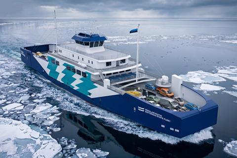 An illustration of the new Estonian ferry winter by LMG Marin