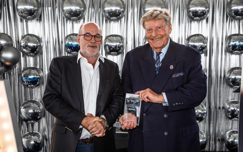 Andrew Webster presenting the Lifetime Achievement ECMA to Robert Glen, of E P Barrus