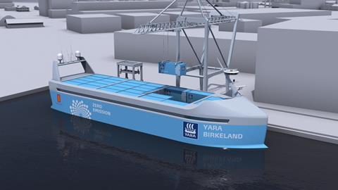 Equipping Yara Birkeland for its first laden voyage will be a unique, automatic and remotely operated firefighting system from Survitec