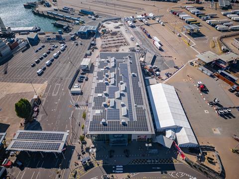 The solar panels mounted on rooftops around the port are generating 400kWp of renewable energy