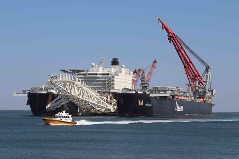 'Pioneering Spirit' fitted out for pipelaying activities (Peter Barker)