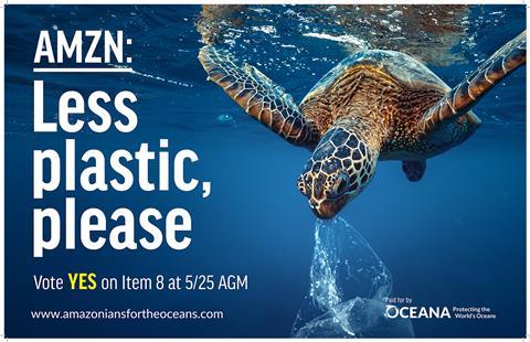 Oceana says that Amazon generated 599 million pounds of plastic packaging waste in 2020