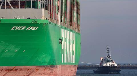 ASD tugs with stern drives generally tow over the bow when shiphandling (Peter Barker)