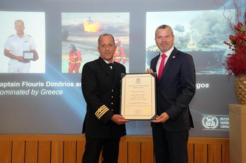 Captain Flouris Dimitrios receiving his award