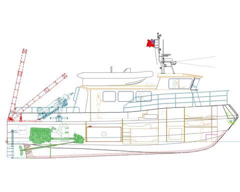 Lines plan of EIFCA boat from Goodchild Marine