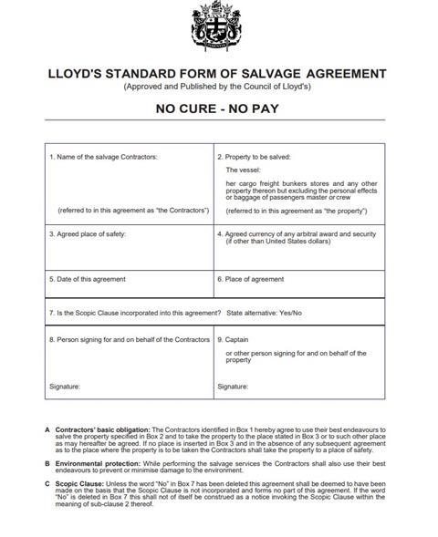 Work is continuing to reinvigorate Lloyd's Open Form (Lloyd's Salvage Arbitration Branch)