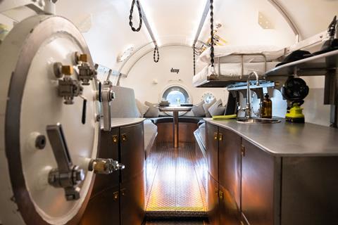 Looking into Vanguard's living chamber through the hatch - Getty Images