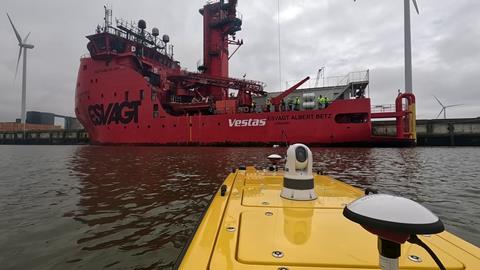 This photograph was captured by the Autonomous Surveyor USV during harbour trials in the Netherlands in May 2023