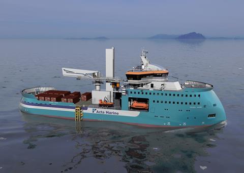 The vessel is primarily aimed at the offshore wind market and carries the new SX195 design