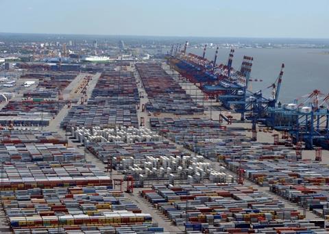 Part of Bremerhaven's giant North Sea container handling facilities.