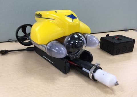 A VideoRay ROV with  Atlantas Marine's new CP probe and data overlay tool box