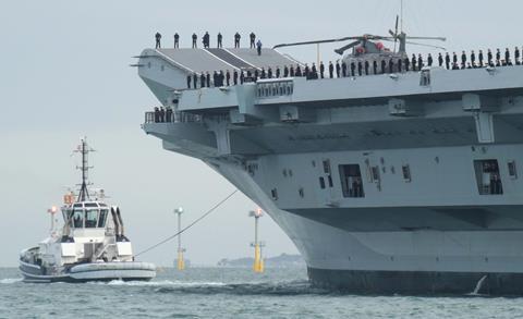 'SD Tempest' assists one of the Royal Navy's new aircraft carriers (Mark Stanford)