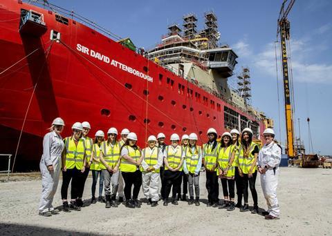 Young women from Birkenhead had the opportunity to tour the 'Sir David Attenborough' as part of International Women in Engineering Day 2019 Photo: Cammell Laird