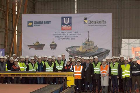 Uzmar celebrate steel-cutting for RAL tug number 100 (RAL)