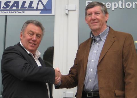 Mike Beacham (left) and Frans Heuvelman shake on the deal