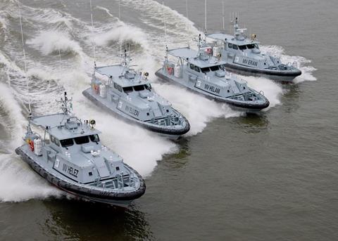 The four patrol boats were fitted out at Damen Shipyards Gorinchem and delivered to Nigeria as a single batch at the beginning of April 2016