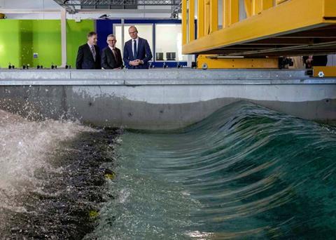 The Ministerial party experienced the wave and current flume capabilities of the tanks