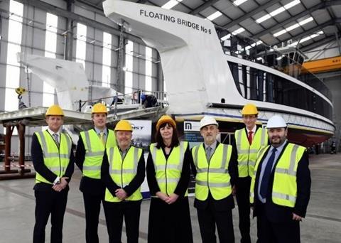 The Mainstay team in front of its last major contract: the new floating bridge for Cowes