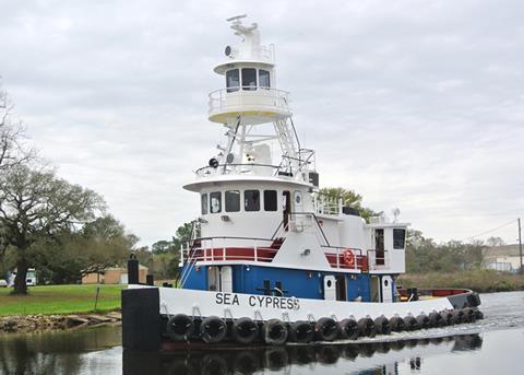 The US tug 'Sea Cypress' is a triple-screw tug built for Garber Bros Inc of Morgan City