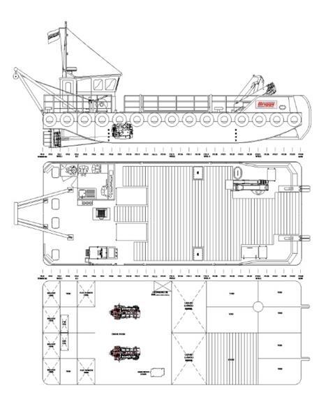 a general arrangement technical drawing of the boat