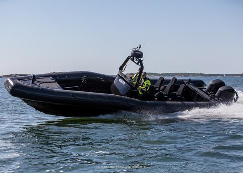 The standard propulsion is a pair of 250hp outboards giving a top speed of around 45 knots