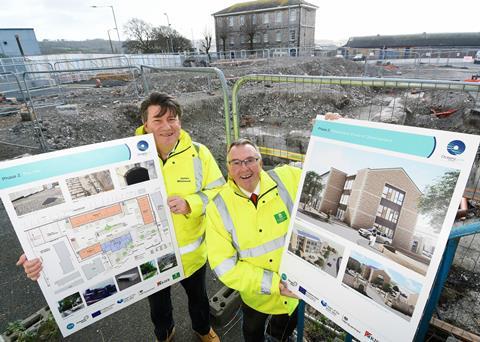 James Whitelock, head of Oceansgate Infrastructure, and council leader Tudor Evans onsite at Phase 2 of Oceansgate Photo: Plymouth City Council