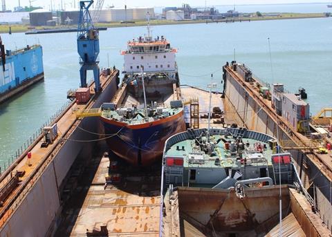 Damen Shiprepair Vlissingen handled the two sister vessels in its floating dock which