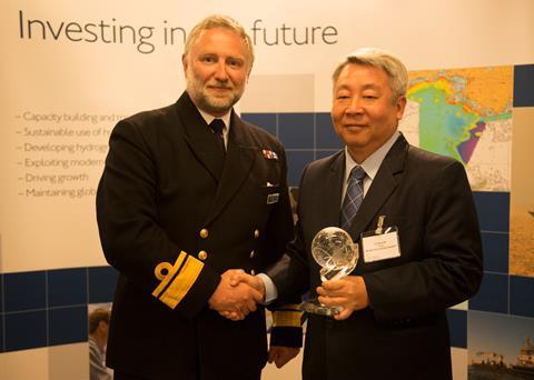 UK national hydrographer Rear-Admiral Tim Lowe with Dr Parry Oei, Chief Hydrographer