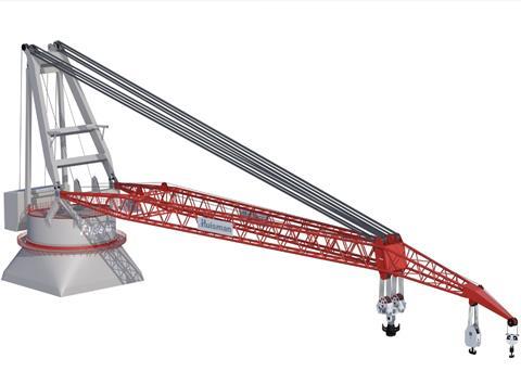 A rendering of the 5000mt tub mounted crane for 'Pioneering Spirit'