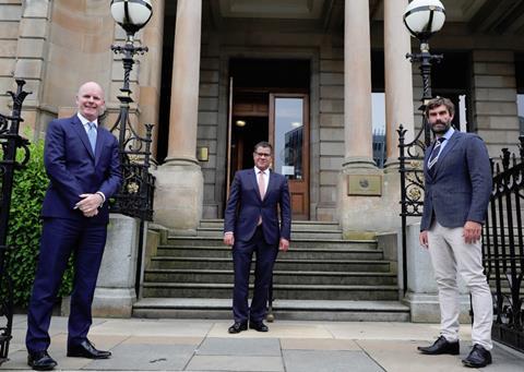 The Rt Hon Alok Sharma MP (centre) visits Belfast
