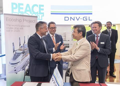 Peace Boat and DNV GL signed the MOU at SMM