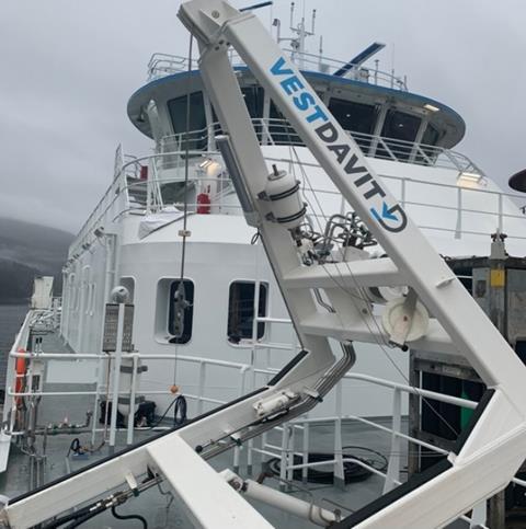 PL-1500 davits for energy-efficient all-electric ferries