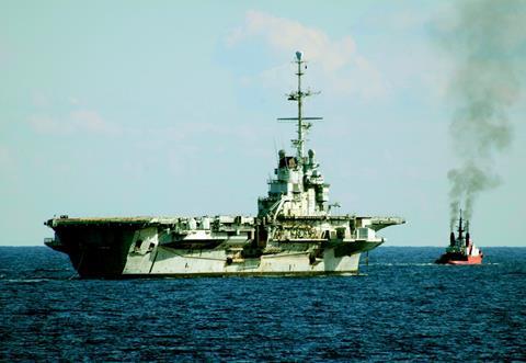 Clemenceau was taken for a 16,000 mile round trip by ITC tugs.