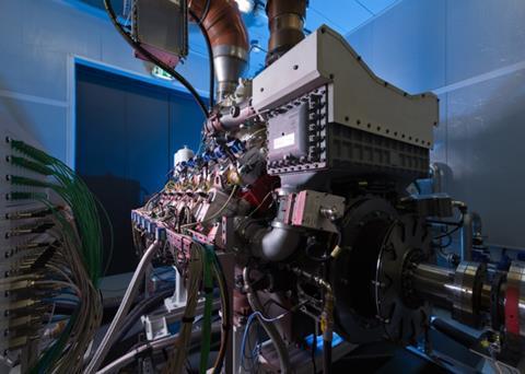 The MTU 16-cylinder marine gas engine has just completed initial bench tests