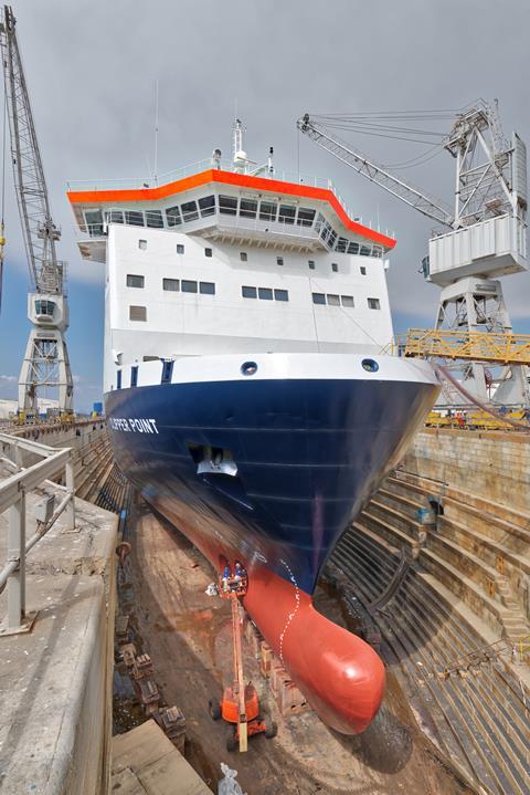 Gibdock has completed a 11-day renewal project on the Seatruck Ferries container/ro-ro vessel 'Clipper Point'