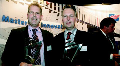The winners of last years Maritime Innovation Award, Walter van der Brink of Orlaco Maritime CCTV BV and Peter Glijnis of HGG Profiling Equipment BV.