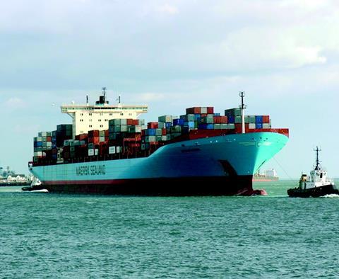 The 109,000dwt, 352.6m LOA Arnold Maersk calls at the ABP Port of Southampton last month.
