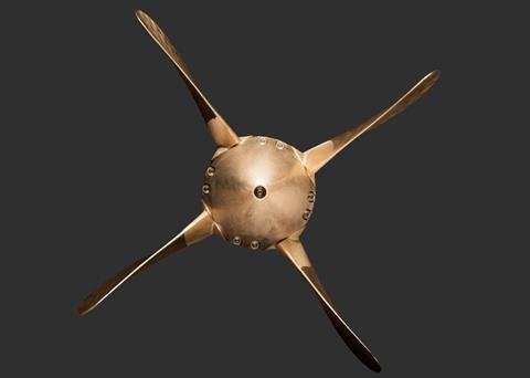 Bruntons Propellers CPP in fully feathered configuration